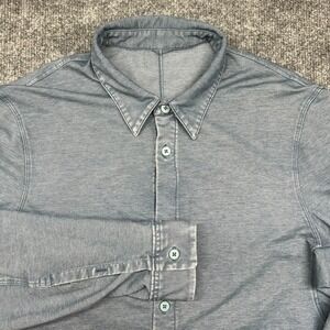 Lululemon Commission Long Sleeve Button Shirt Medium Mens Blue Stretch Active